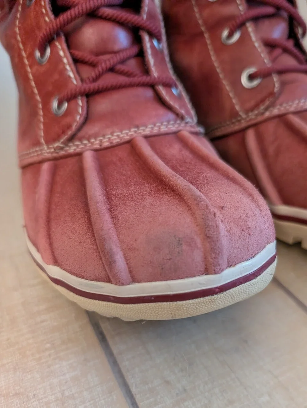 Women's LL Beans Red Leather Insulated Duck Boots